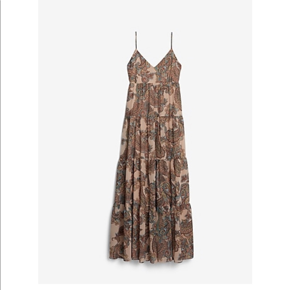 Mosaic Print Tiered Maxi Dress Expresss